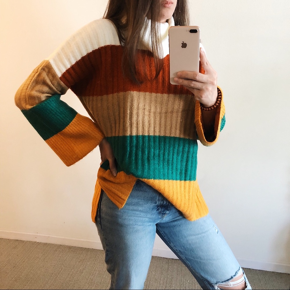 LAST ONE ✨MULTI COLOR-BLOCK VINTAGE SWEATER - Picture 5 of 6